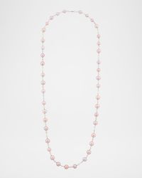 18K White Gold Freshwater Pearl and Moonstone Necklace, 42"L