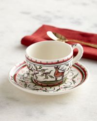Christmas Pavoes Cups & Saucers, Set of 4