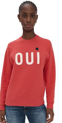 Clare V. Oui Sweatshirt Super Red w/ Cream & Black XL