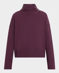 Monili-Trim Turtleneck Cashmere Rib Sweater