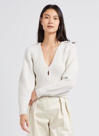 Iro - Pull décolleté v en laine - Taille M - Beige