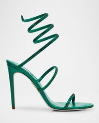 Cleo Satin Crystal Snake Wrap Sandals