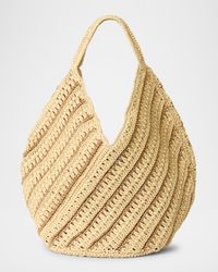 Harper Striped Straw Hobo Bag