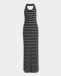 Meryl Striped Matte Viscose Rib Halter Maxi Dress