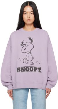 Re/Done Pull molletonné mauve à image de Snoopy édition Hanes - Peanuts