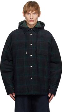 WOOYOUNGMI Navy & Green Check Overshirt