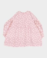 Girl's Long-Sleeve Stars Flowers Dress, Size 6M-36M