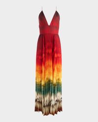 Lauren Pleated V-Neck Maxi Dress