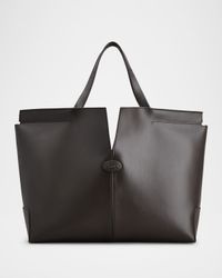 Media Calf Leather Shopper Tote Bag