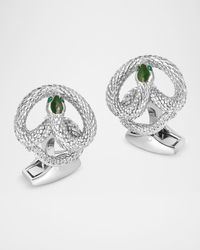 Men's Palladium Viper Cufflinks with Enamel and Crystals
