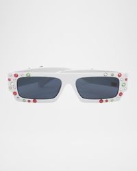 Girl's Rhinestone Cherry Rectangular Sunglasses