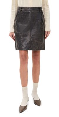 The Garment Margo Leather Skirt Brown Crunch Effect 12