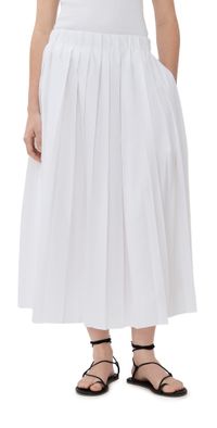 Tibi Pleated Pull-On Skirt Lime L