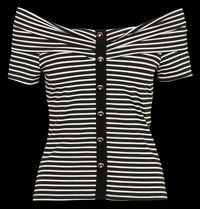 Morgan - Tee-shirt col bardot rayé - Taille XL - Blanc