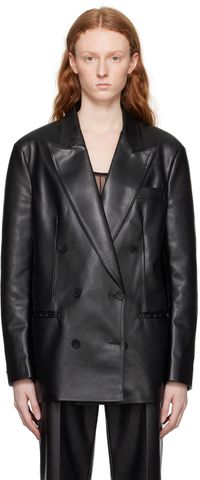 Stella McCartney Black Oversized Faux-Leather Blazer