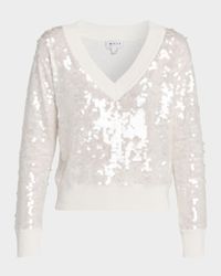 Ilaria Deep V-Neck Sequin Sweater