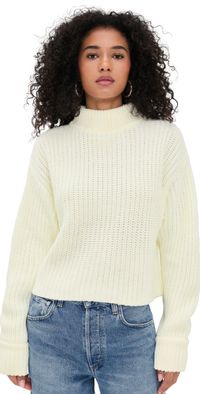 Good American Chunky Knit Mock Neck Sweater Chili001 L