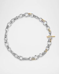 DY Mercer Chain Necklace with Diamonds in Silver and 18K Gold, 5mm