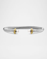 Cable Bracelet with Gemstone in Silver with 14K Gold, 5mm