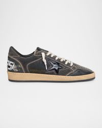 Men's Ball Star Denim and Leather Low-Top Sneakers