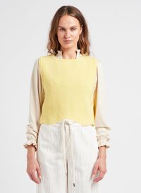 Rita Row - Pull court sans manches en laine et cachemire - Taille L - Jaune