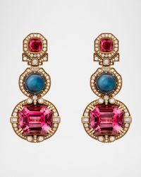 18K Yellow Gold Tourmaline and Brilliant-Cut Diamond Earrings