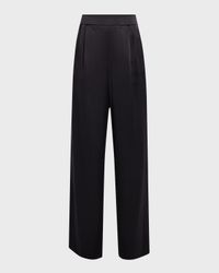Double-Pleated Wide-Leg Silk Pants