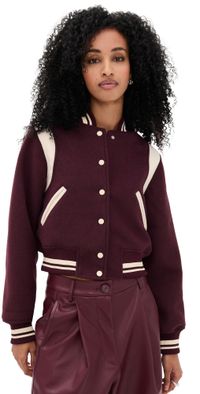 BLANKNYC Smart Move Bomber Jacket Burgundy Multi M