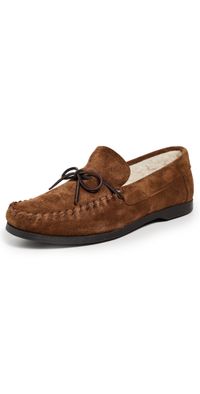 Manebi Fleece Lined Moccasin Slippers Tobacco 43