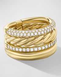 DY Mercer Ring with Diamonds in 18K Gold, 14mm