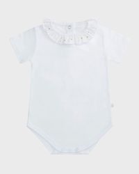Kid's Embroidered Ruffle Collar Bodysuit, Size 3M-24M