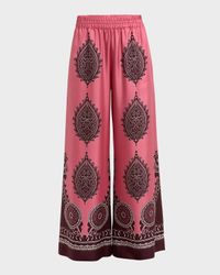 Silk Wide-Leg Pull-On Palazzo Pants