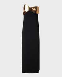 Wool Cocktail Dress with Wave Leather Bust