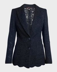 Floral Lace Two-Button Scallop Jacket