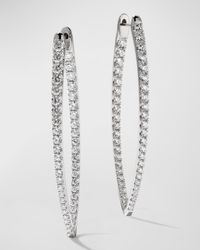 18k White Gold Diamond V-Shape Hoop Earrings, 3.46tcw