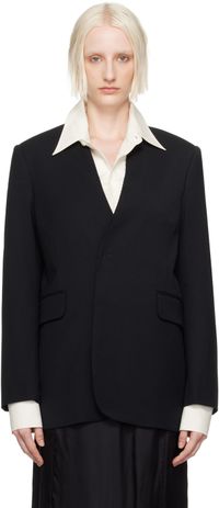 MM6 Maison Margiela Black Collarless Padded Blazer