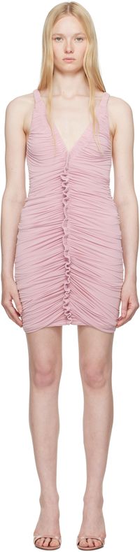 Alexander Wang Pink Sheer Ruched Tank Minidress