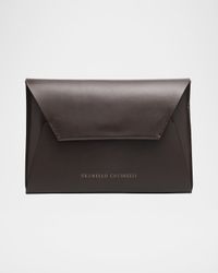Envelope Flap Leather Clutch Bag