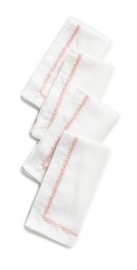 Kim Seybert Jardin Napkins Set of 4 White/Blush One Size