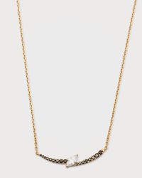 18K Yellow Gold Slanted Marquise White Diamond and Black Diamond Bolt Necklace