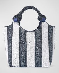Cote Stripe Beaded Top-Handle Bag