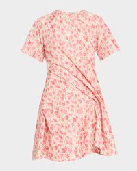 Floral-Print Short-Sleeve Twisted Mini Dress
