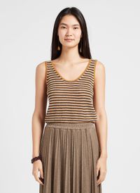 Momoni - Top sans manches col rond en lurex ray - Taille L - Multicolore