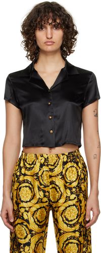 Versace Underwear Chemise de pyjama noire à logos Medusa