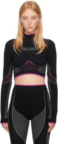 Balmain Black & Pink Rossignol Edition Seamless Turtleneck