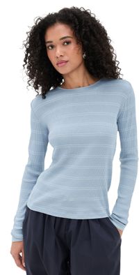 Vince Striped Crew Top Cypress Combo L