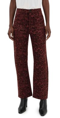 LE JEAN Velvet Nomad High Rise Jeans Burgundy Leopard 23