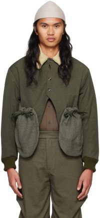 STRONGTHE Green Pouch Bomber Jacket