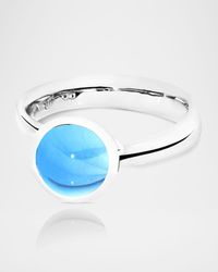 18k White Gold Small Swiss Blue Topaz Ring