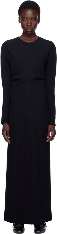 TOTEME Robe longue à manches longues noire à taille drapée